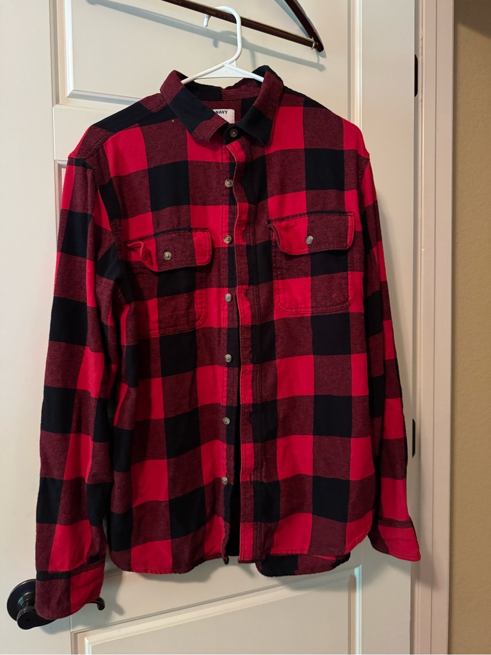 Old Navy Red and Black Buffalo Plaid Button-Down Shirt